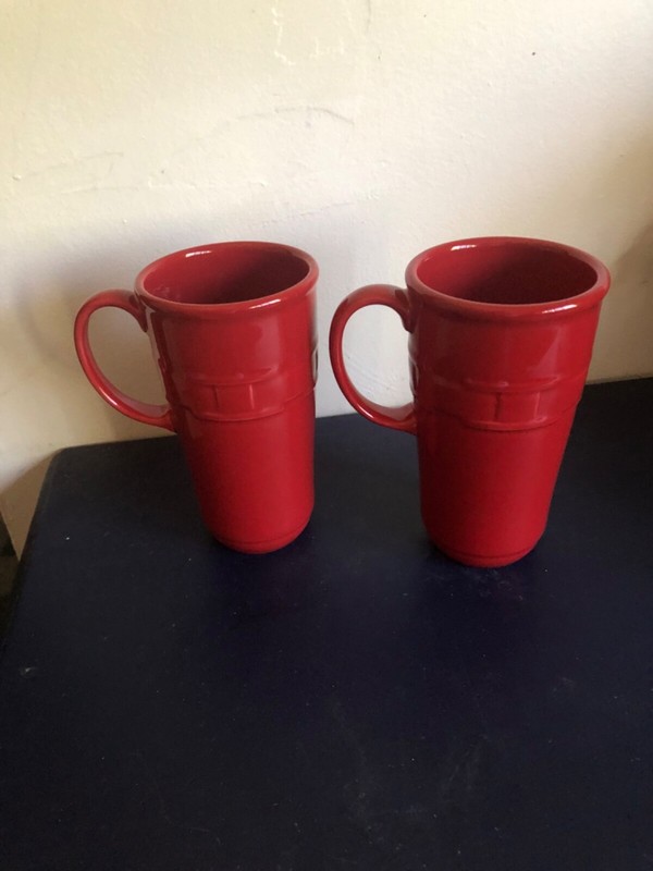 2 Longaberger Tumbler Coffee mugs Tomato no lids