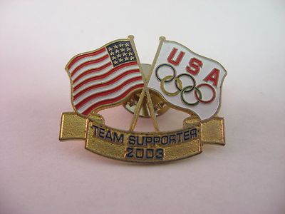 Vintage 2003 Team USA Olympics Supporter Pin US & Olympic Flags Enamel Lapel Pin