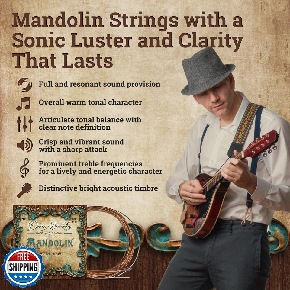 Dean Markley Mandolin Phosphor Bronze Strings, 11-38 Light Mandolin Strings w - Image 3 of 4