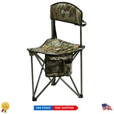 Extra Large Quick Folding Tripod Stool with Backrest - Perfect for Camping