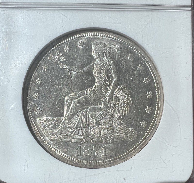 1874-S Trade Dollar NGC AU58 Original Surfaces High Grade Better Date Awesome