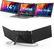 14" FHD IPS Portable Monitor, Triple Screen Laptop Extender for 13-17.3" Devices
