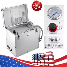 Portable Dental Mobile Delivery Unit Air Compressor Suction Syringe System 4Hole