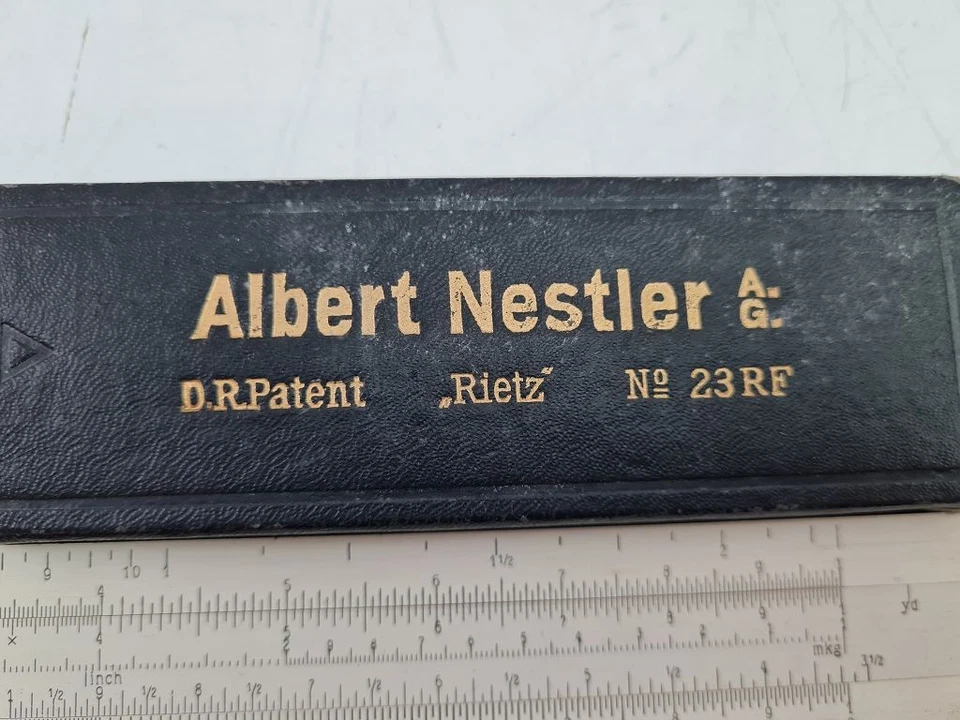 Rechenschieber + Etui Albert Nestler D.R.Patent Rietz Nr. 23RF antik #250636 - Bild 3 von 4