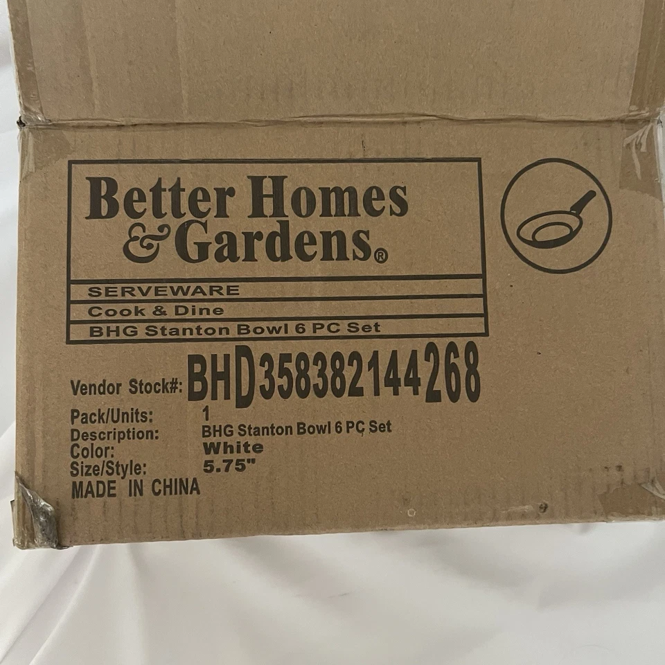 Better Homes & Gardens Stanton Juego de Cuencos de Porcelana Blanca/6 BHG Minimalista Over & Foto 4 de 4