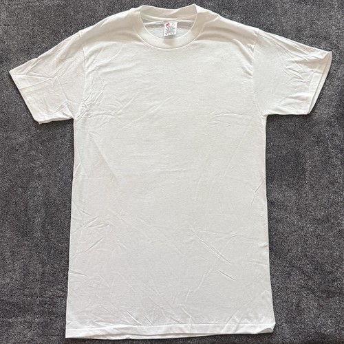 Vintage 90s Under T Shirt Hanes White Tee Mens Small single stitch Blank Plain