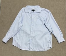 Pronto Uomo Shirt Mens 19 34/35 Blue Non-Iron Classic Fit Dress Long Sleeve
