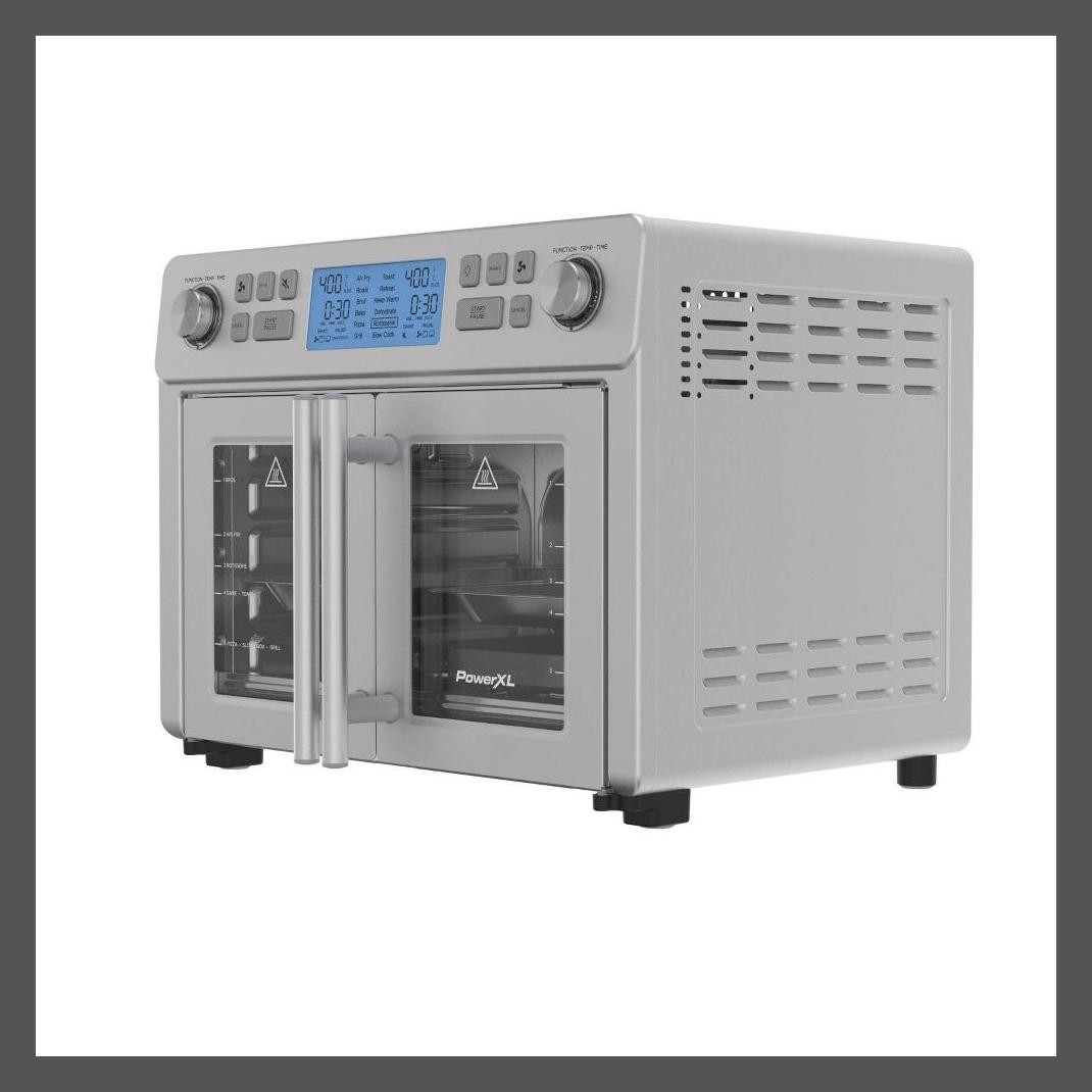 PowerXL SmartSynx 1750W Duplex French Door Toaster Oven and Air Fryer: Stainless