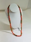 Vintage Miriam Haskell Signed Pink Beaded 14” Necklace Gold Toned Links/Clasp