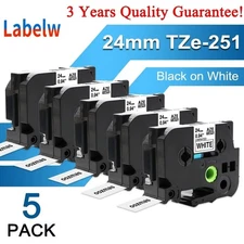 5PK Label Tape for Brother P-Touch TZ-251 TZe-251 1" 24mm Label Maker PT-D600