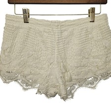 Express Womens XS Ivory Crochet Lace Boho Sho...