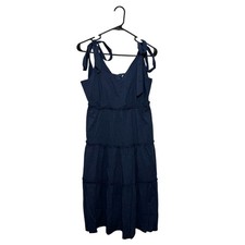 Pinch Coastal Cottagecore Sundress Tiered Tie Strap Navy Blue Women's Medium NWT
