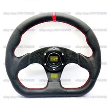 320mm Leather Red Stitching D Shape Racing Car Sports Steering Wheel Flat Bottom 320mm Leather Red Stitching D Shape Racing Car Sports Steering Wheel Flat Bottom