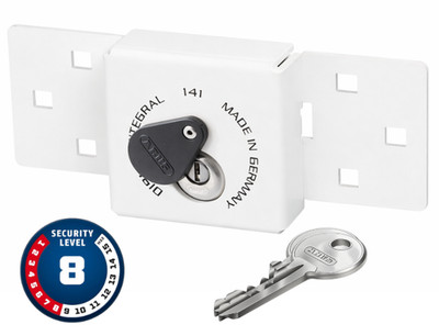 ABUS Diskus DI 142/200 Überfalle Container Schloss weiß Level 8 + Diskus 26/70