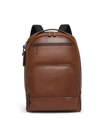 TUMI Harrison Warren Backpack Cognac Leather Gunmetal Hardware NEW