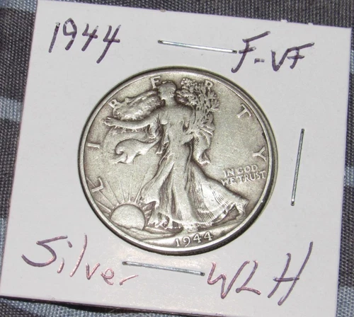 F-VF Silver 1944 p Philadelphia Mint Silver Walking Liberty Half Dollar 1/2 WLH