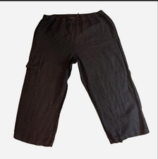 Chico's 100 Linen Black Wide Leg Pants, Size XL Chico's 3 