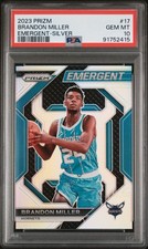 PSA 10 2023 Panini Prizm Brandon Miller #17 Emergent Silver SP RC Rookie Pop /90
