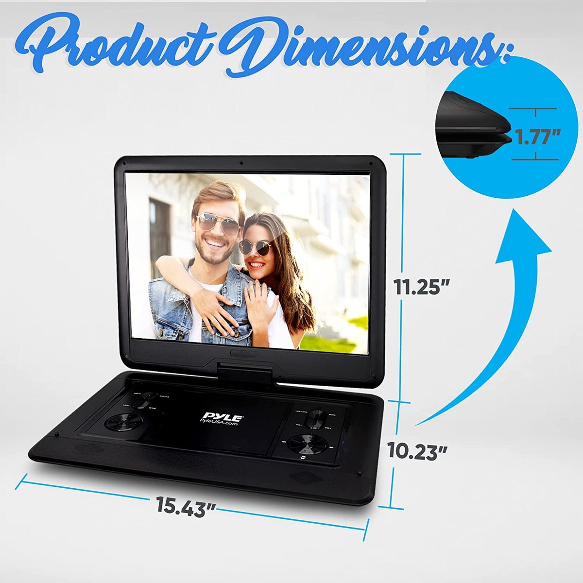 Pyle 15.6'' Portable Multimedia Disc Player Hi-Res HD DVD Dual