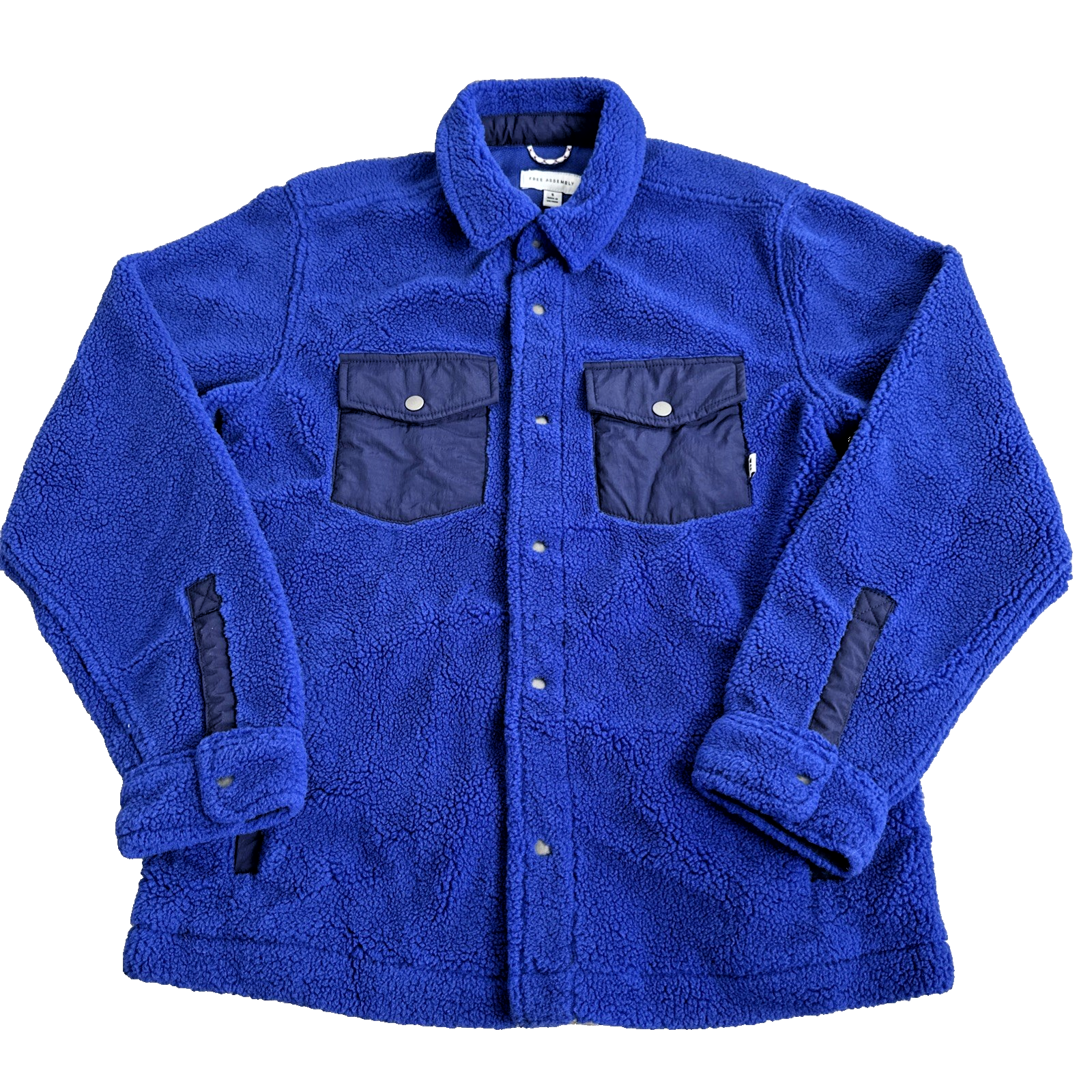Free Assembly Blue Plaid Sherpa Fleece Shacket Soft Minimalist Outdoor Jacket M