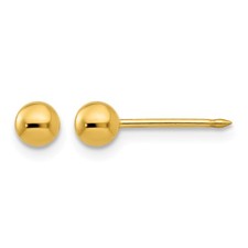 14k Yellow Gold 4mm Ball Shape Stud Earrings L 4mm, W 4mm