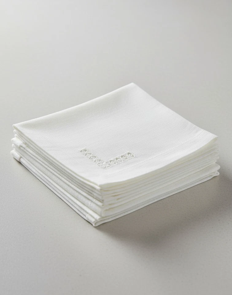 Linen Dinner Napkin 18X18 White with Hemstitched by Decorating Touch, Set of 12 - Image 3 of 4