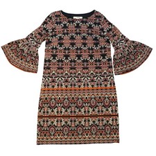 Wisp Womens Dress Size 6 Multicolor Floral Print Bell Sleeve A-Line