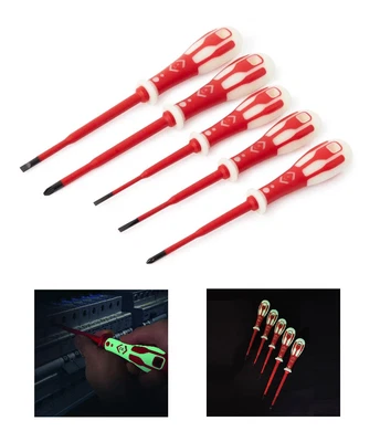 CK CARL KAMMERLING CK 5 Pce Glow Dextro VDE 1000v Insulated Slim Pozi/Slot Screwdriver Set,T49283PD