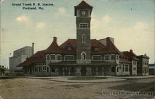Portland, Maine ME Grand Trunk R.R. Station Tichnor Antique Vintage Postcard