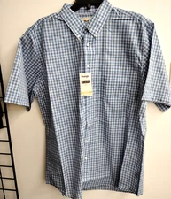 Wrangler Riata Short Sleeve Plaid Shirt, 112365804, Light Weight, light Blue