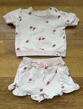 Rabbit & Bear Pink Organic Cotton 2pc Sweatshirt & Shorts Set Cherry 9-12M
