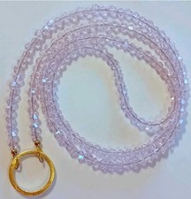 NEW PINK CRYSTAL 27" Eyeglass Necklace Chain LOOP Beaded Reading Glasses Holder