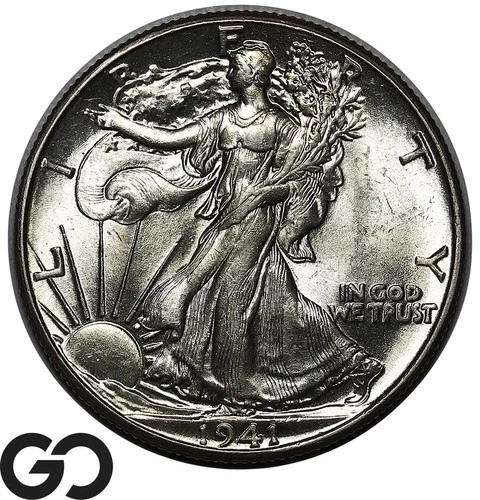 1941 Walking Liberty Half Dollar, Nice Original Gem BU++