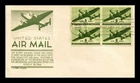 US COVER AIR MAIL 8C FIRST DAY ISSUE SCOTT C26 BLOCK OF 4 ANDERSON CACHET