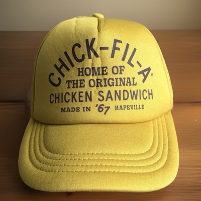 CHICK FIL A Trucker Hat  Adult OS Yellow Foam Mesh Adjustable Cap SUPER RARE