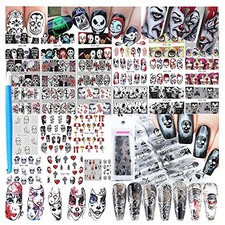 25 Sheets Halloween Water Transfer Nail Stickers Nail Art Decals,10 Sheets