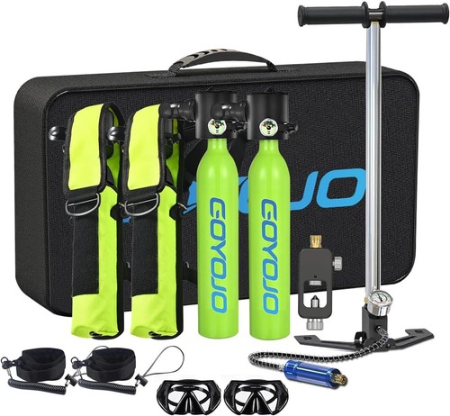 2*0.5L Diving Tank Underwater Breathing Apparatus Cylinder Oxygen Set with Pump - Picture 1 of 38