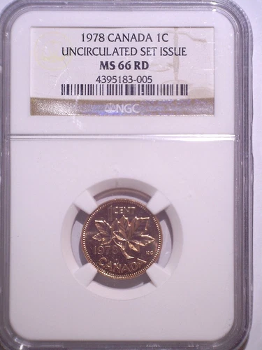 1978 NGC MS66RD Canada Small One Cent - Uncirculated Set Issue  - Penny - 1C RED