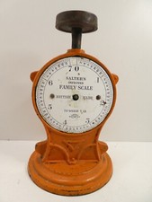 ANTIQUE SALTER ENAMEL CLOCK FACE 7 lb FAMILY SCALES CAST IRON