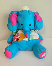 Puffalumps Fisher Price 1987 BLUE HAWAIIAN SHIRT ELEPHANT 17" Plush stuffed