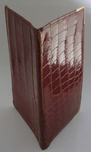 STYLISH LARGE 9 CARAT GOLD CROCODILE SKIN LEATHER CARD CASE WALLET 1954 VINTAGE - Picture 5 of 8