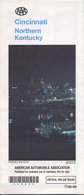 1996 CINCINNATI NORTHERN KENTUCKY Ohio AAA Vintage Road Map CitiMap !NEU!