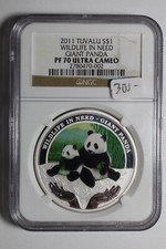 2011 Tuvalu $1 Wildlife in Need Giant Panda PF70 NGC Silver