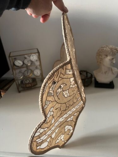 🔴 Paralume grande IN PIZZO lampada, lume traforato beige a ventaglio, vintage - Imagen 3 de 12