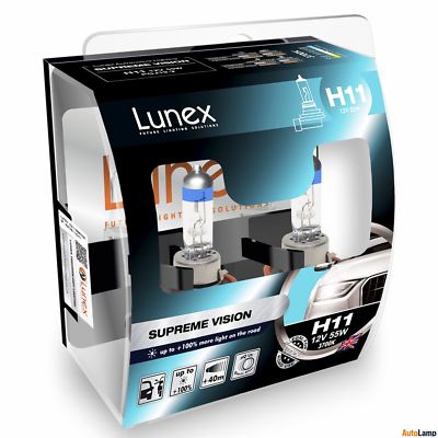 2x Lunex H11 Supreme Vision 3700K Leuchtmittel Scheinwerfer Halogen PGJ19-2 Hardcase