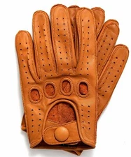 Riparo Men's Reverse Stitched Leather Driving Motorcycle Riding Gloves - Cognac