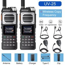 2X UV-25 10W FM WALKIE TALKIE LONG RANGE TRI-POWER TWO WAY RADIO CTCSS HAND MIC
