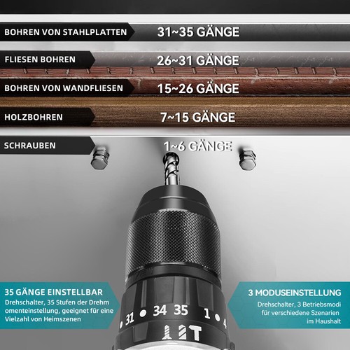 Akku-Schlagbohrschrauber Akkuschrauber Bohrschrauber Bürstenloser Für Makita 18V - Bild 6 von 11