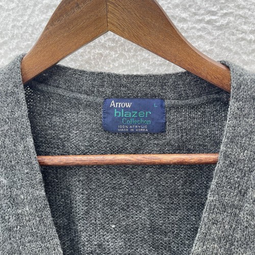 Vintage Arrow Blazer Collection Sweater Vest Men's Large Gray Acrylic Cardigan - 第 5/6 張圖片