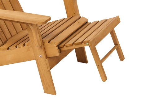 Outdoor Wooden Folding Adirondack Chair with Retractable Ottoman Patio Chair US - Picture 2 of 19